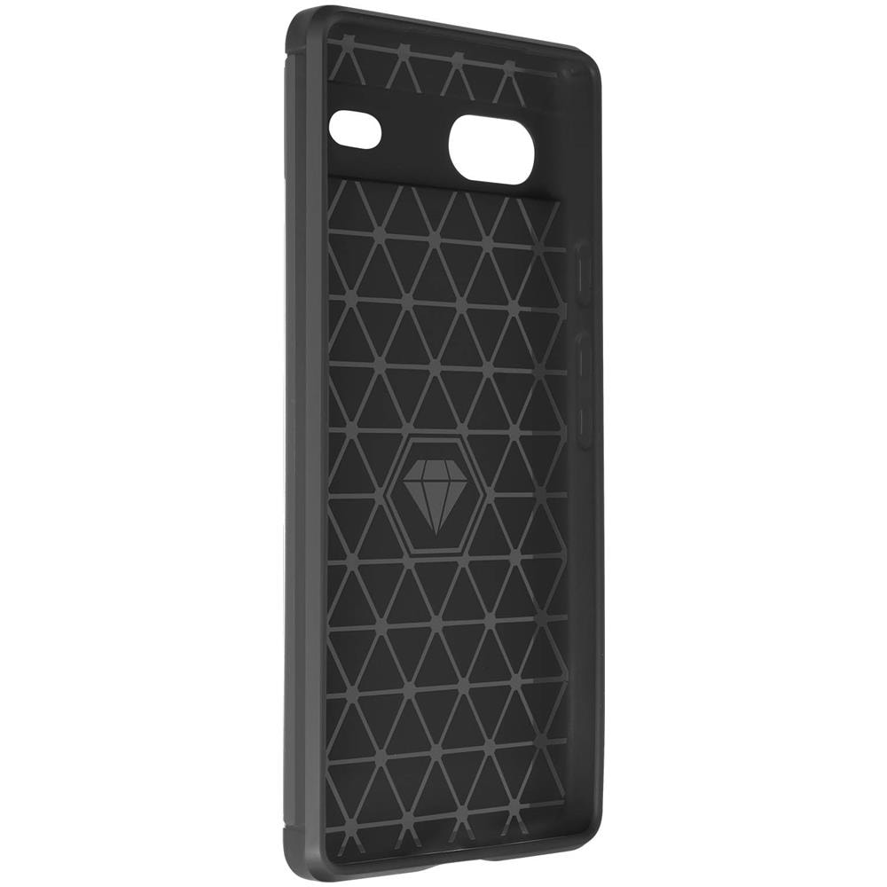 Cover Flessibile Google Pixel 7 Effetto Carbonio E Metallo Spazzolato Nera - Foto 5