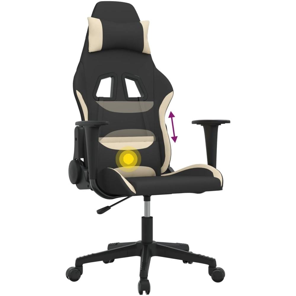 Sedia da Gaming Nero e Crema in Tessuto - Foto 10