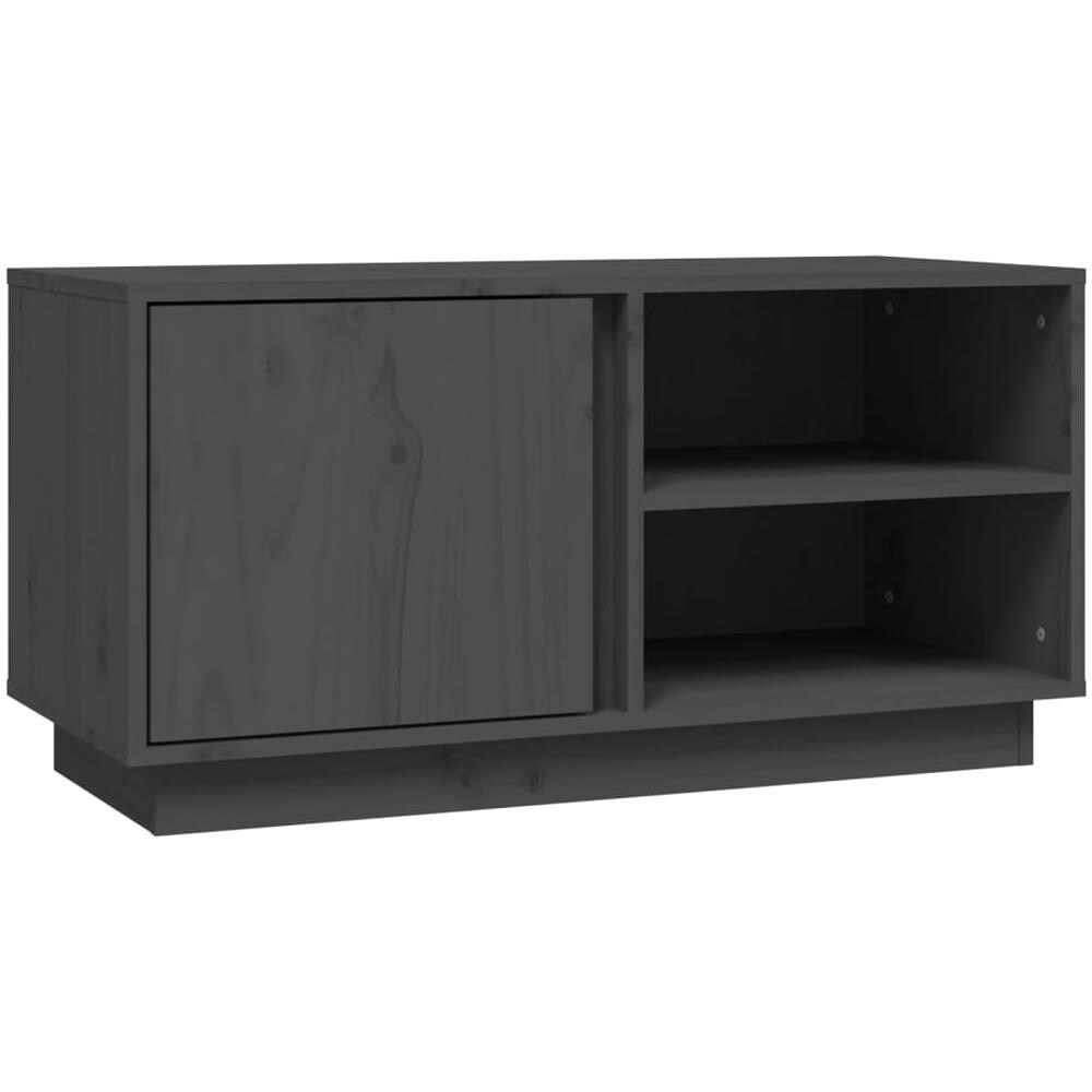 Mobile Porta Tv Grigio 80x35x40,5 Cm In Legno Massello Di Pino - Foto 2