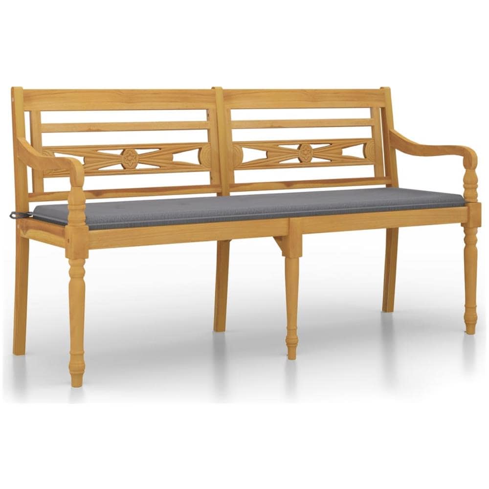 Panchina Batavia Con Cuscino Grigio 150 Cm Legno Massello Teak - Foto 2