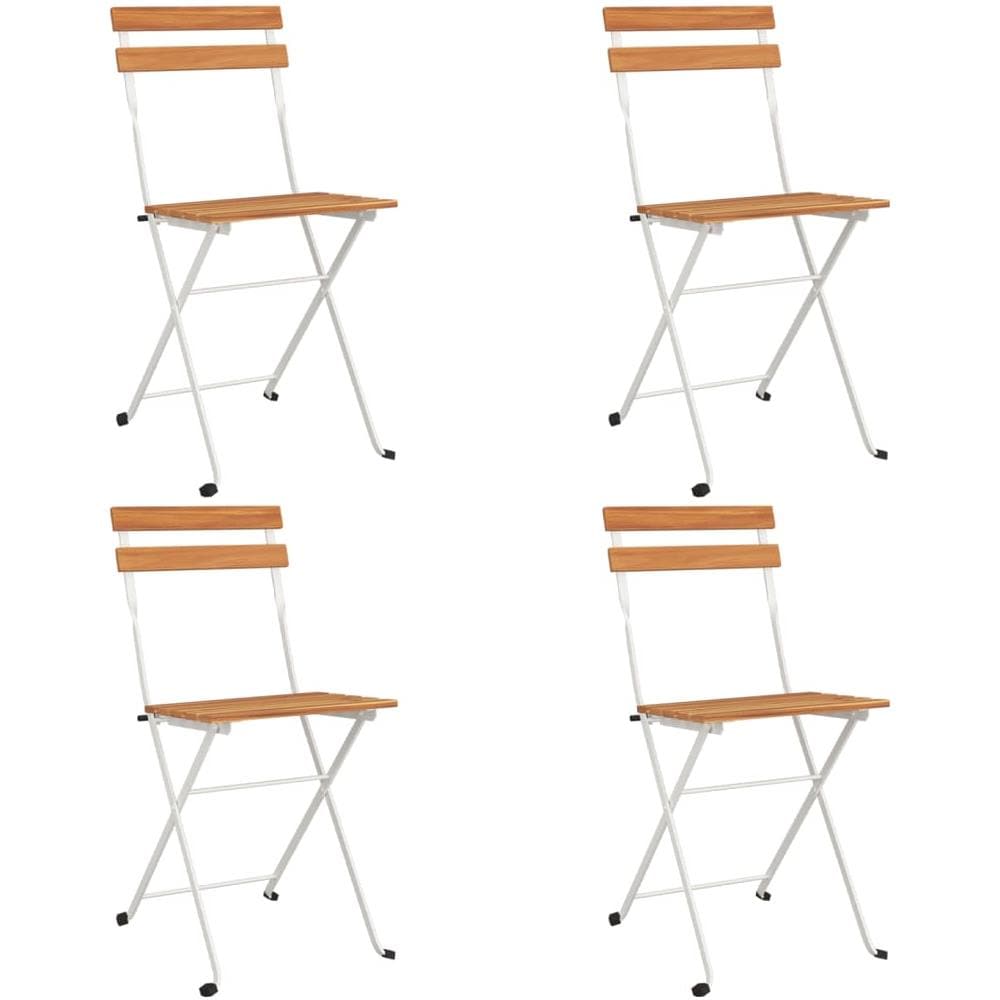 Sedie Pieghevoli Da Bistrò 4 Pz Legno Massello Acacia E Acciaio - Foto 2