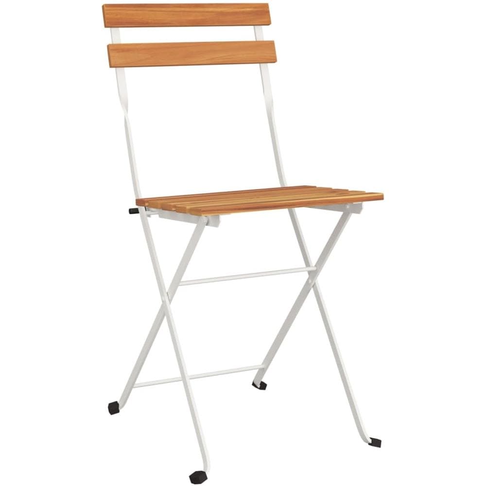 Sedie Pieghevoli Da Bistrò 4 Pz Legno Massello Acacia E Acciaio - Foto 3