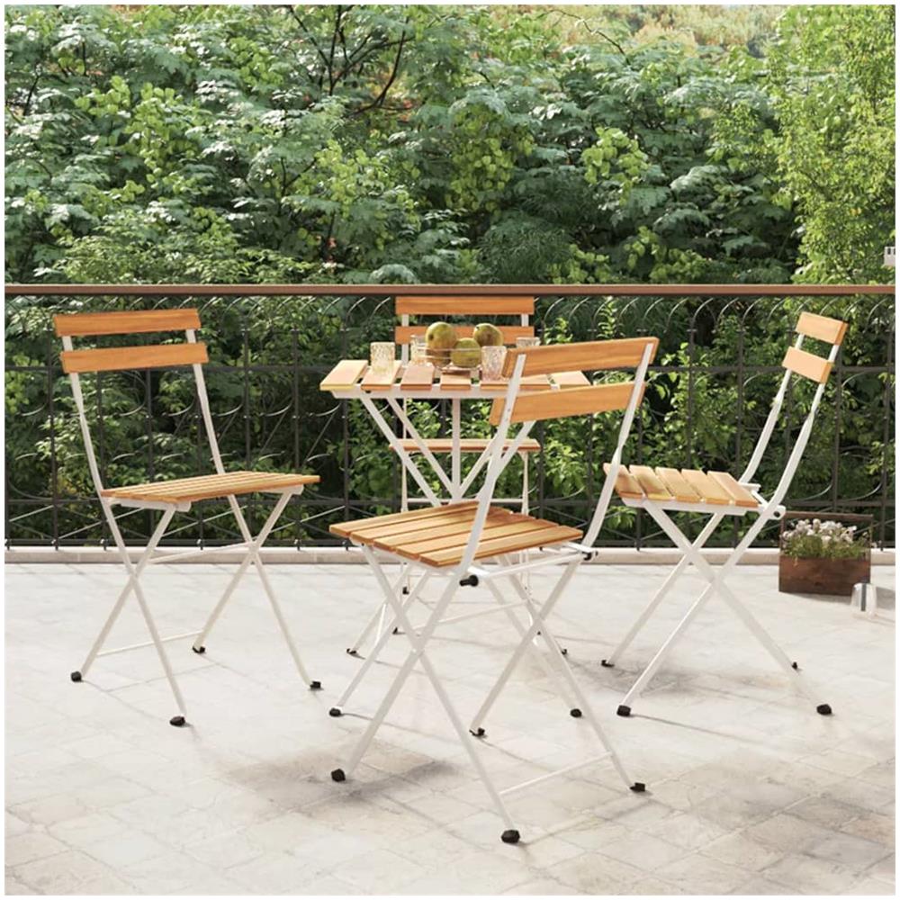 Sedie Pieghevoli Da Bistrò 4 Pz Legno Massello Acacia E Acciaio - Foto 1