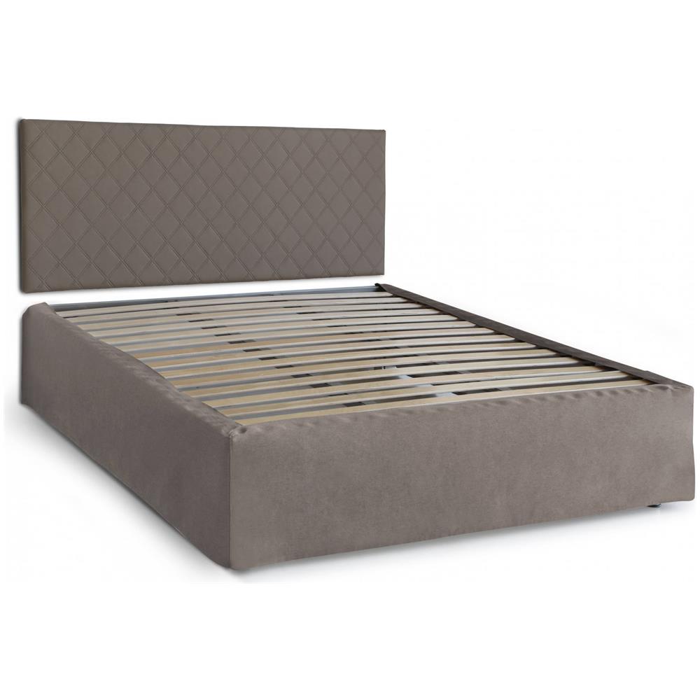 Letto Matrimoniale Clementina, Set Testata In Ecopelle Con Rete Ortopedica E Mantovana, 100% Made In Italy, Adatta A Materasso Da Cm 160x190, Tortora - Foto 2
