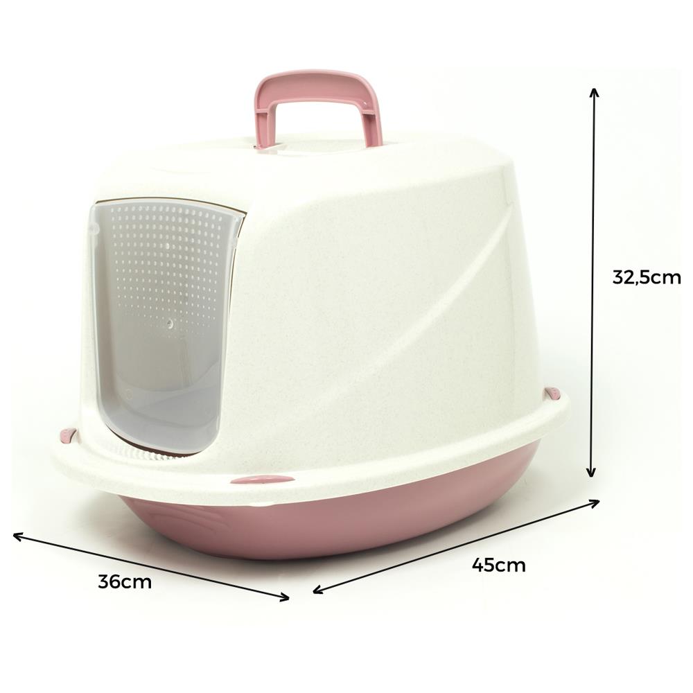 Lettiera Toilette Per Gatti Con Coperchio E Sportello 45x36x32,5cm Mod 700098 Rosa - Foto 4