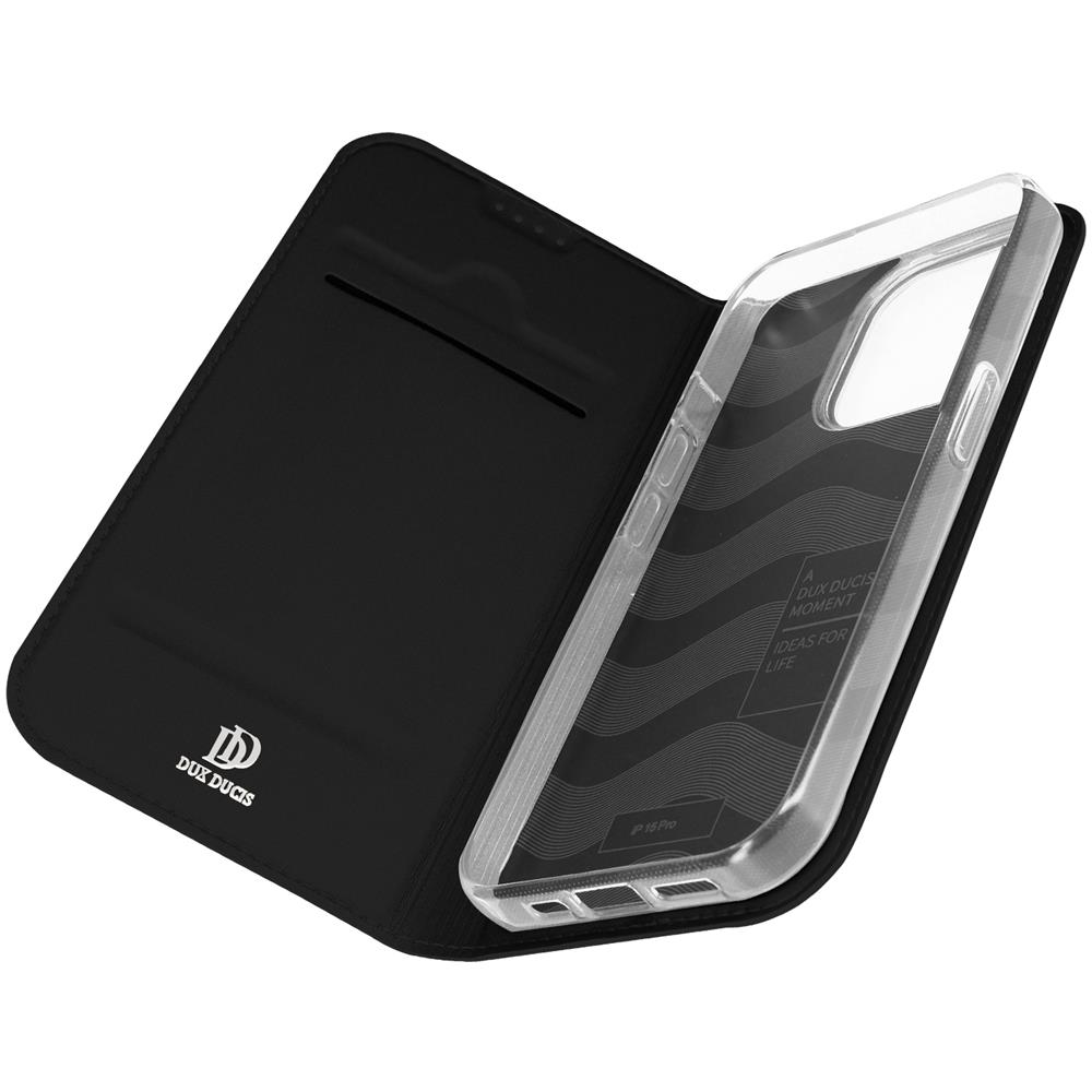 Custodia Per Iphone 15 Plus Copertina Portacarte Supporto Video Nera - Foto 5