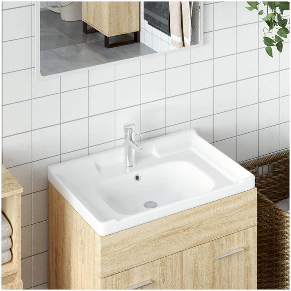 Lavandino Da Bagno Bianco 71x48x23 Cm Rettangolare In Ceramica - Foto 1