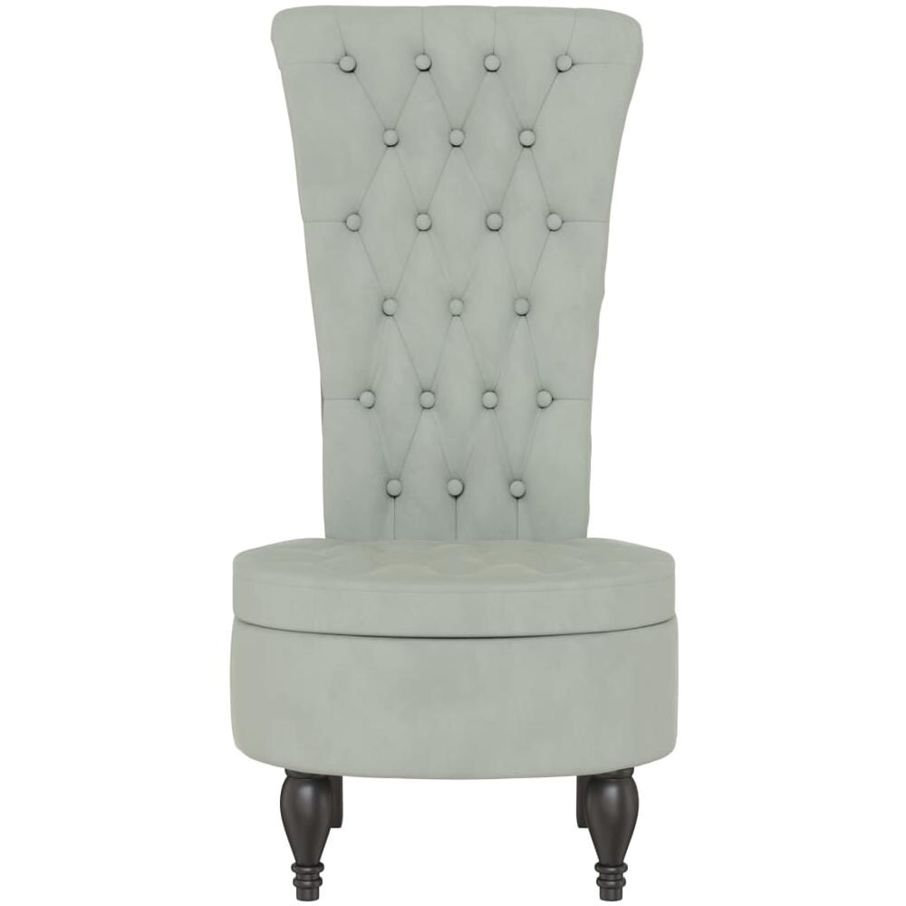 Sedia Schienale Alto Design Con Bottoni Velluto Grigio Chiaro - Foto 3