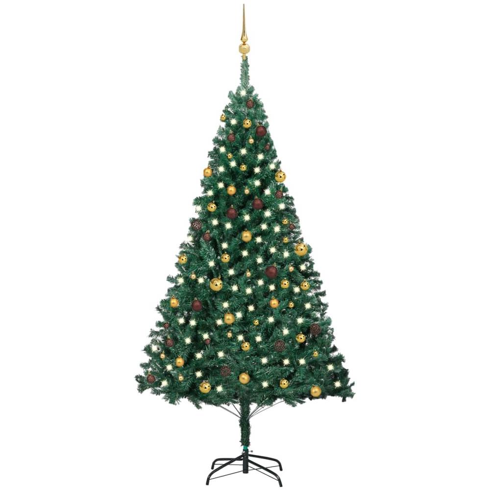 Albero Di Natale Preilluminato Con Palline Verde 240 Cm Pvc - Foto 1