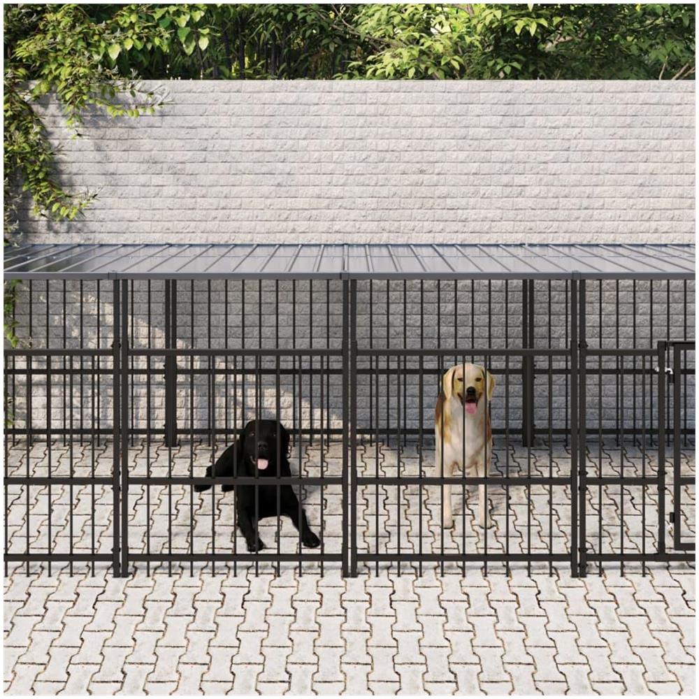 Gabbia per Cani da Esterno con Tetto in Acciaio 7,51 mù² - Foto 2