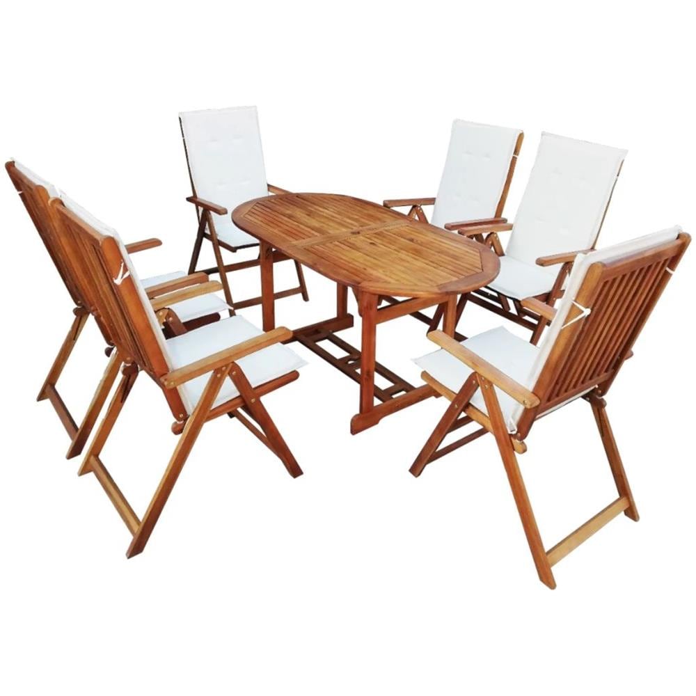 Set Pranzo Per Esterni 13 Pz Con Cuscini Legno Massello Acacia - Foto 1