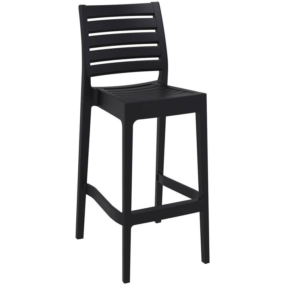 Sgabello Bar Ares in Polipropilene I Sgabello Impilabile con Schienale I Sgabello Outdoor H75 CMI Sgabello Cucina Bancone Resistente Nero - Foto 5