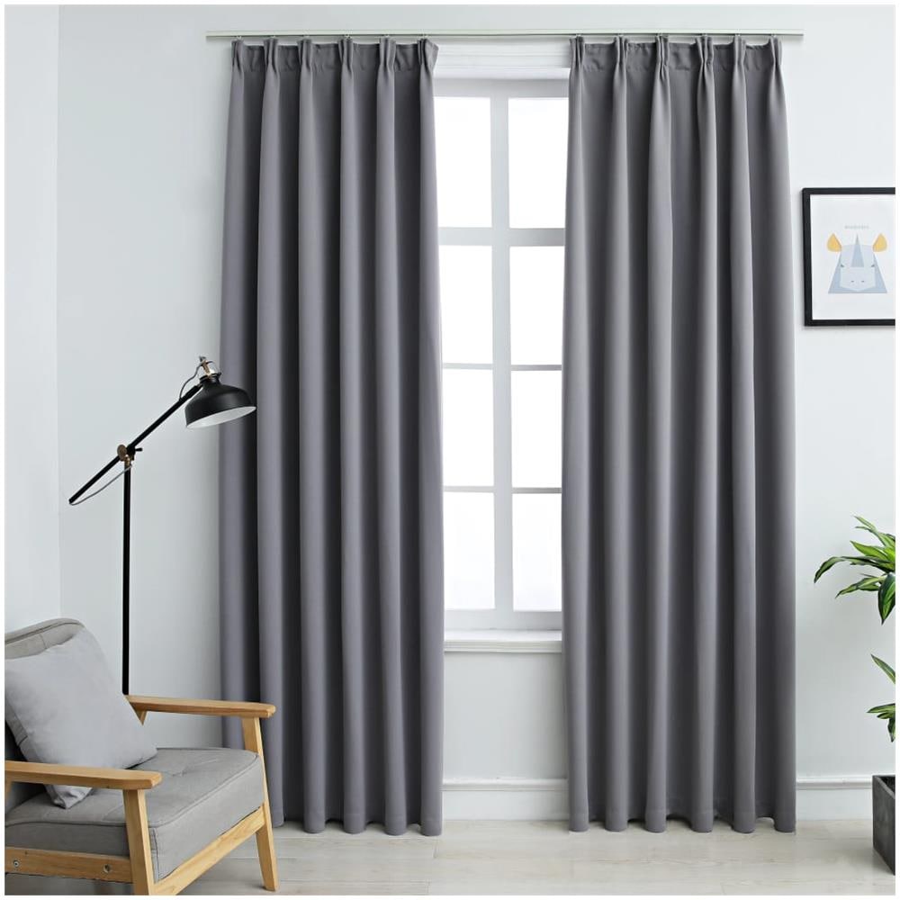 Tende Oscuranti Con Ganci 2 Pz Grigie 140x245 Cm - Foto 1