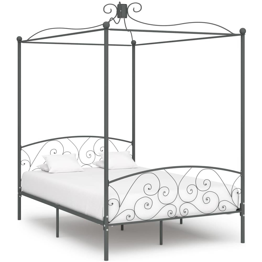 Letto A Baldacchino Grigio In Metallo 120x200 Cm - Foto 1