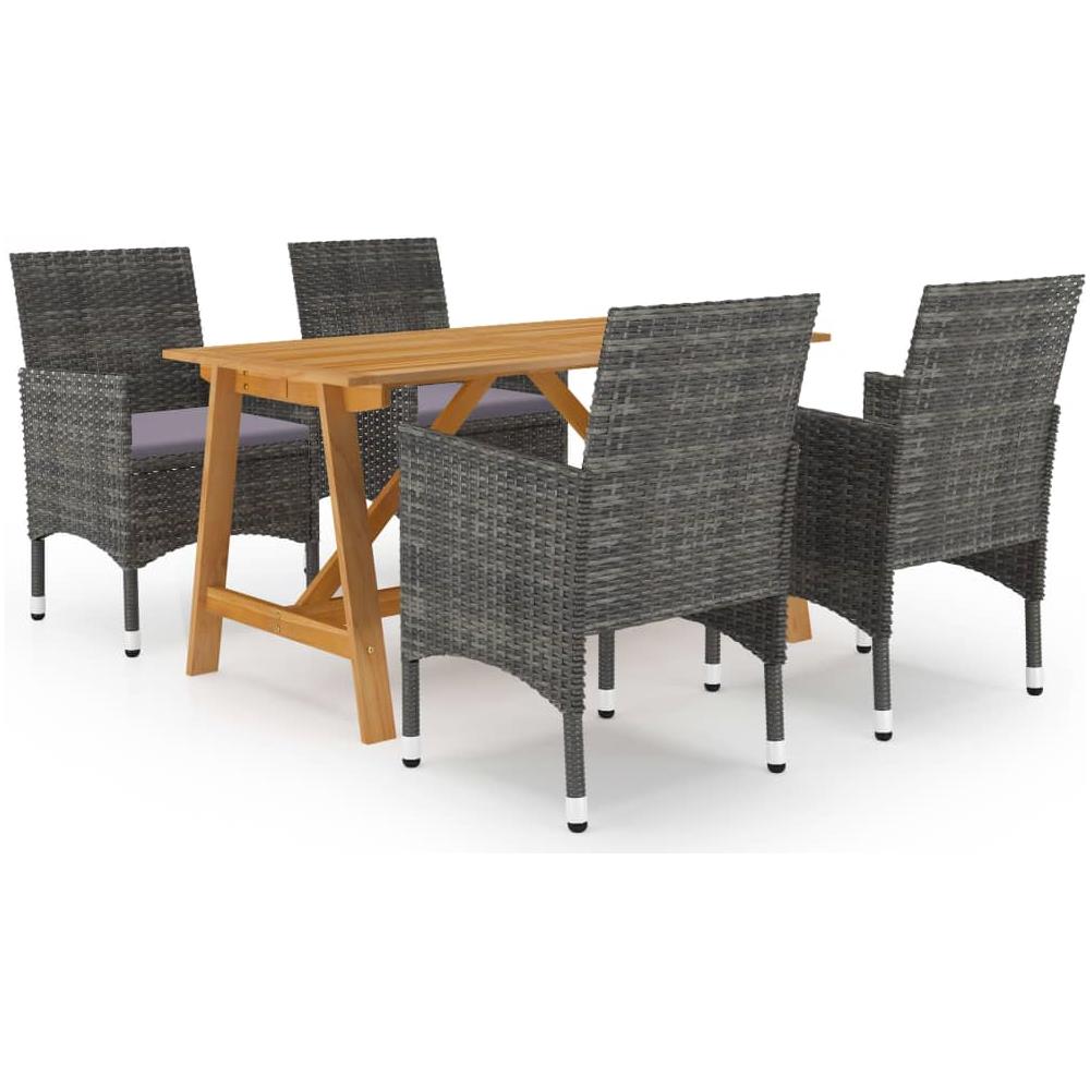 Set Mobili Da Pranzo Per Giardino 5 Pz Grigio - Foto 1