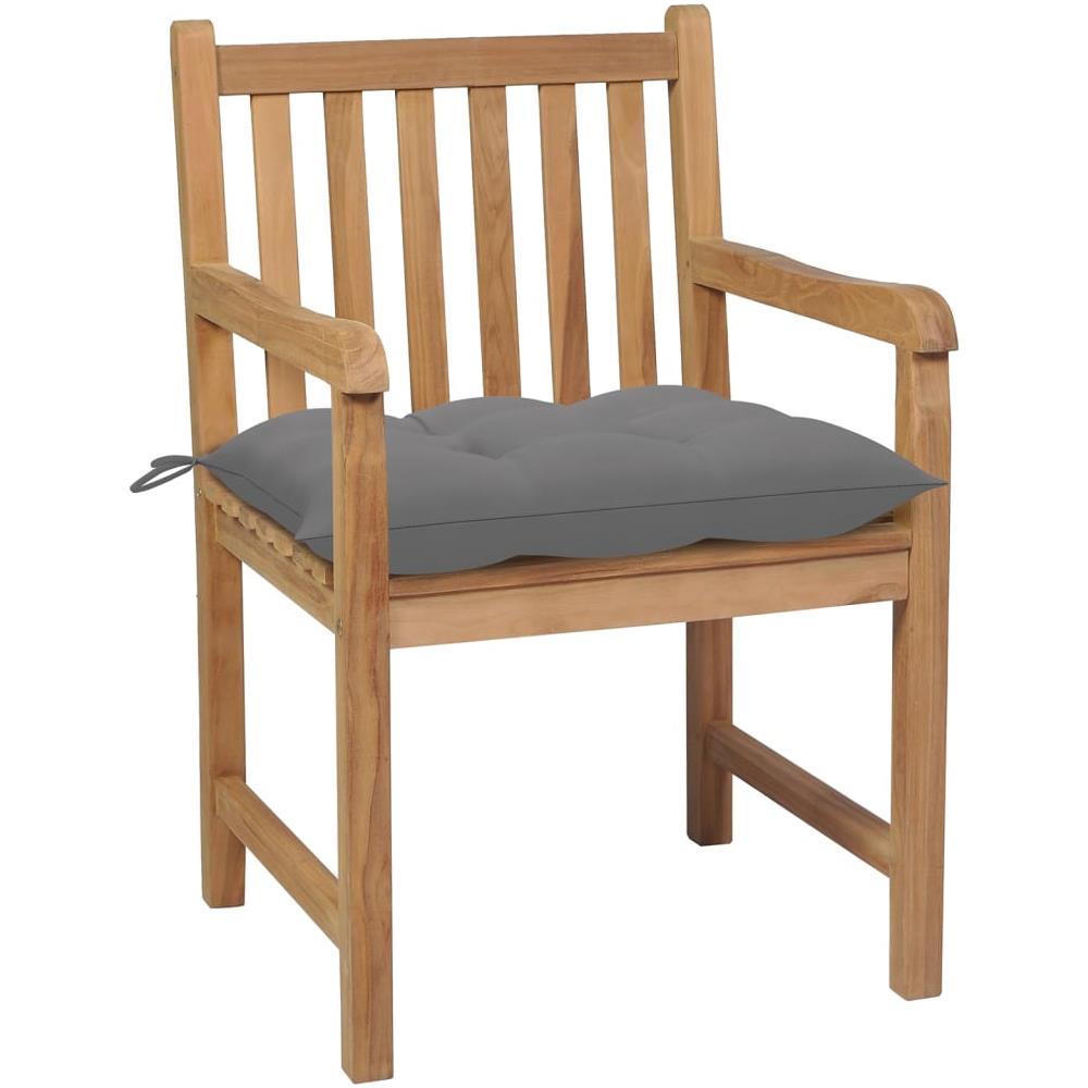 Sedie da Giardino 8 pz con Cuscini Grigi Massello di Teak - Foto 2