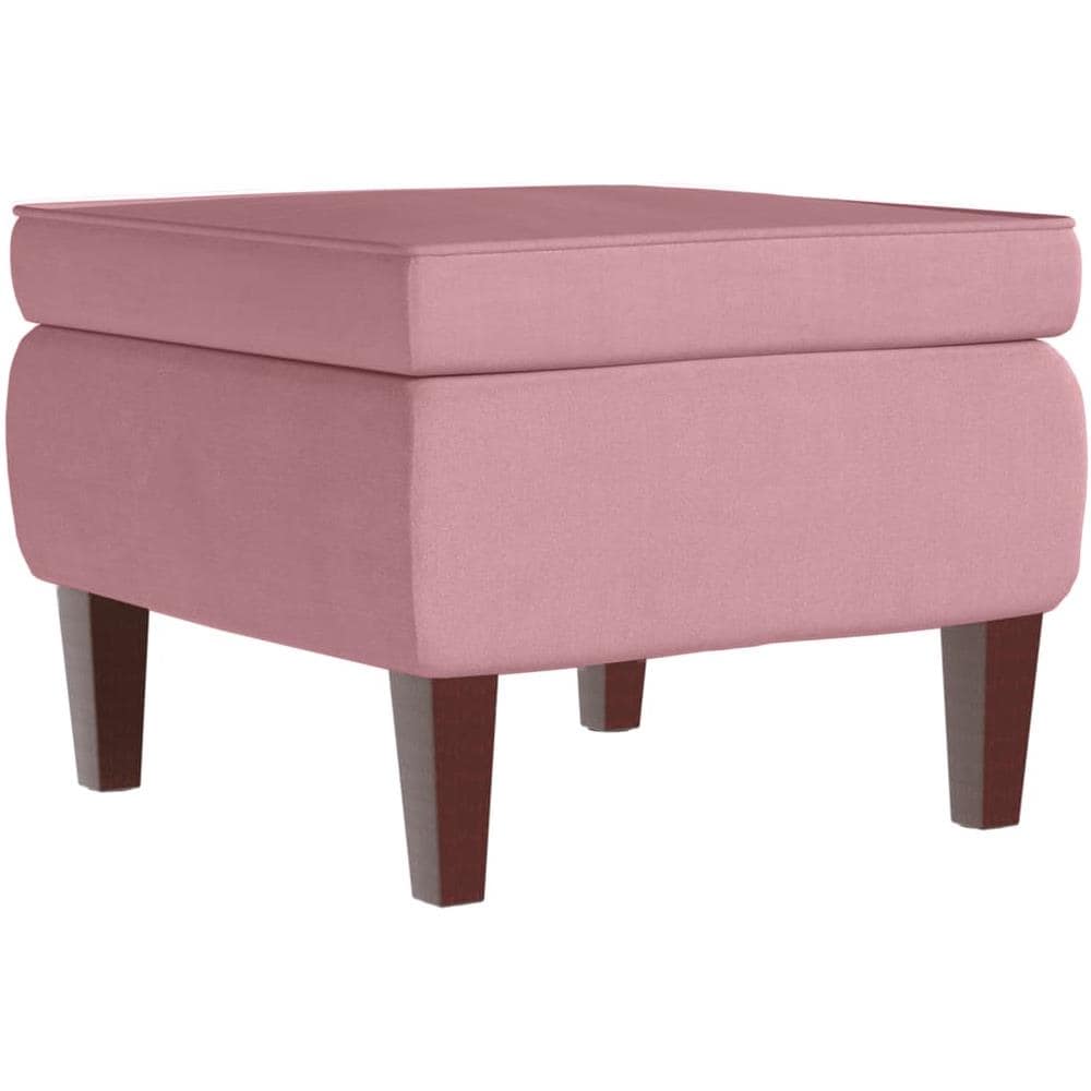 Poggiapiedi con Gambe in Legno Rosa in Velluto - Foto 2