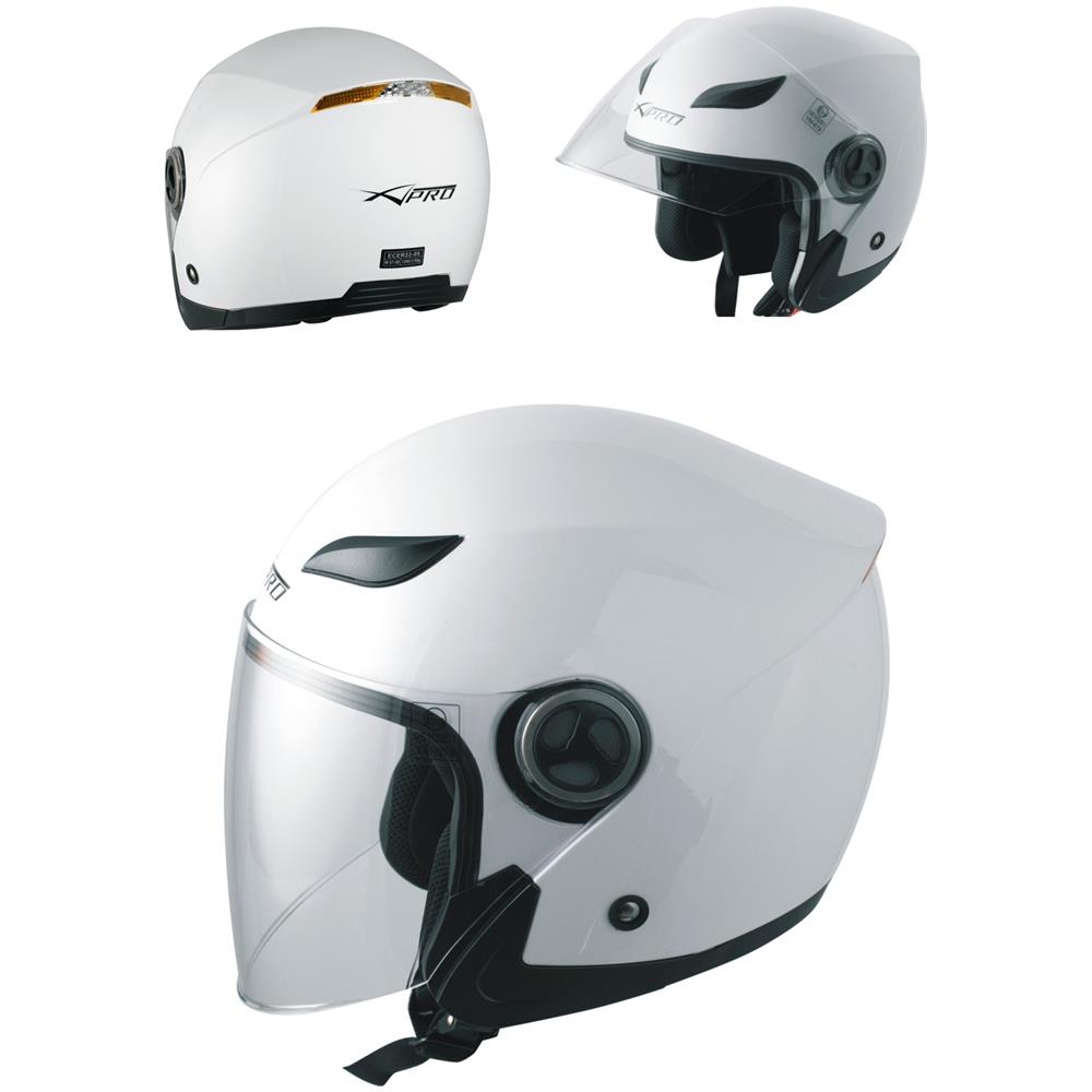 Casco Jet Visiera Lunga Scooter Moto Quad Omologato Ece 22 05 Bianco Xs - Foto 1