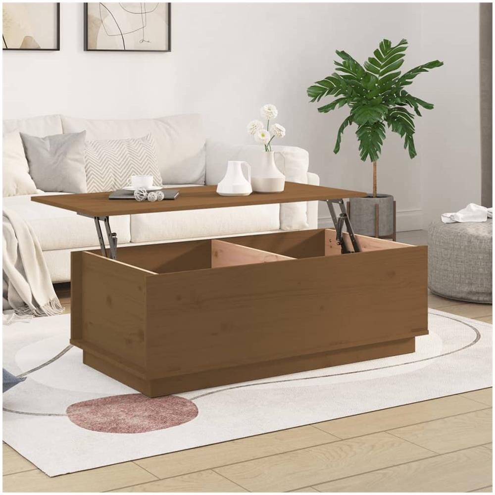 Tavolino Da Salotto Miele 100x50x35 Cm Legno Massello Di Pino - Foto 3
