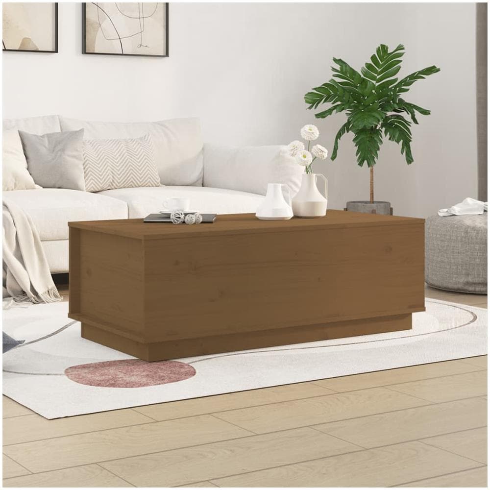 Tavolino Da Salotto Miele 100x50x35 Cm Legno Massello Di Pino - Foto 1