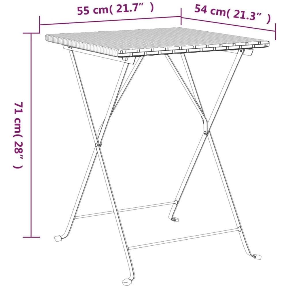 Tavolo Pieghevole Da Bistrò Grigio 55x54x71 Cm Polyrattan - Foto 2