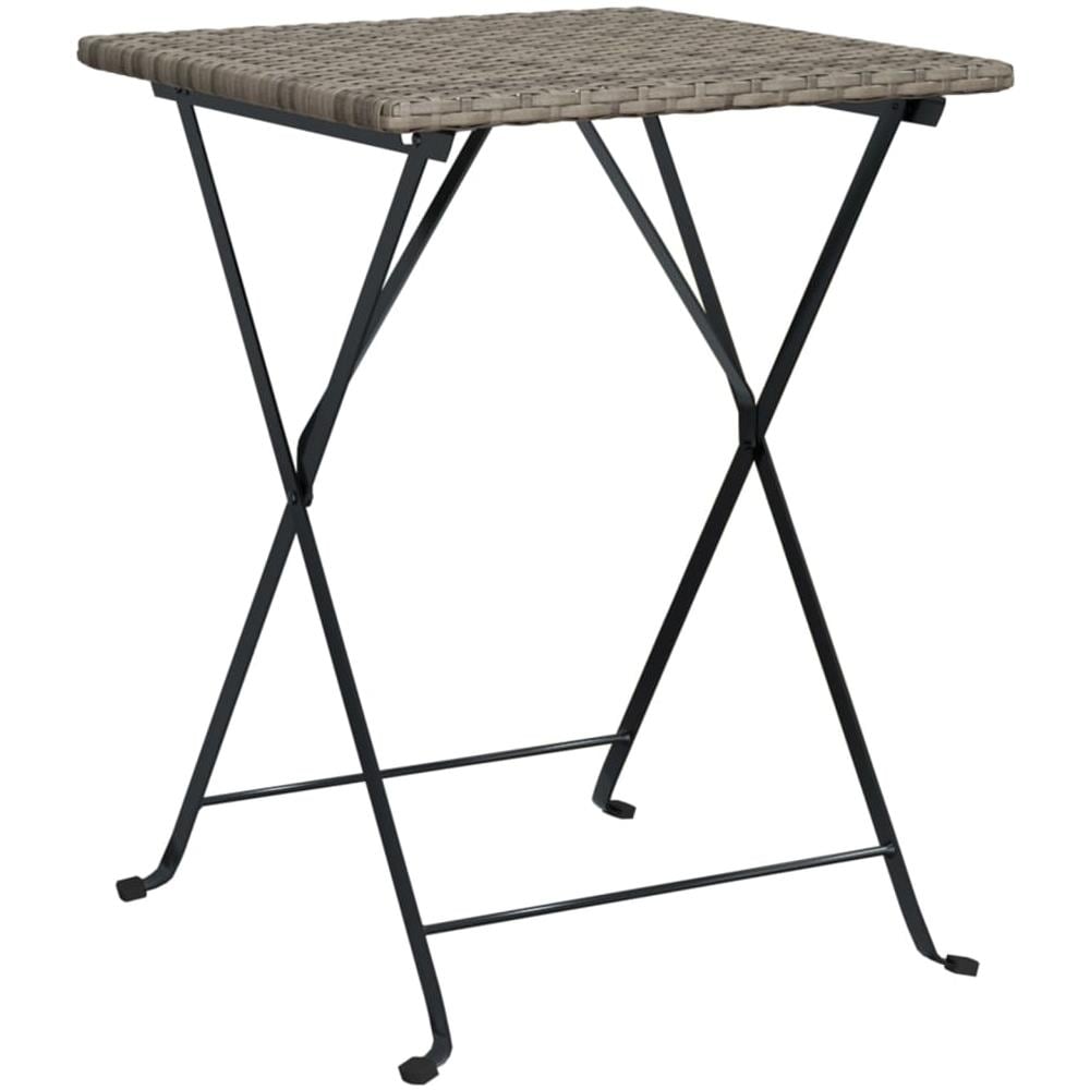 Tavolo Pieghevole Da Bistrò Grigio 55x54x71 Cm Polyrattan - Foto 1