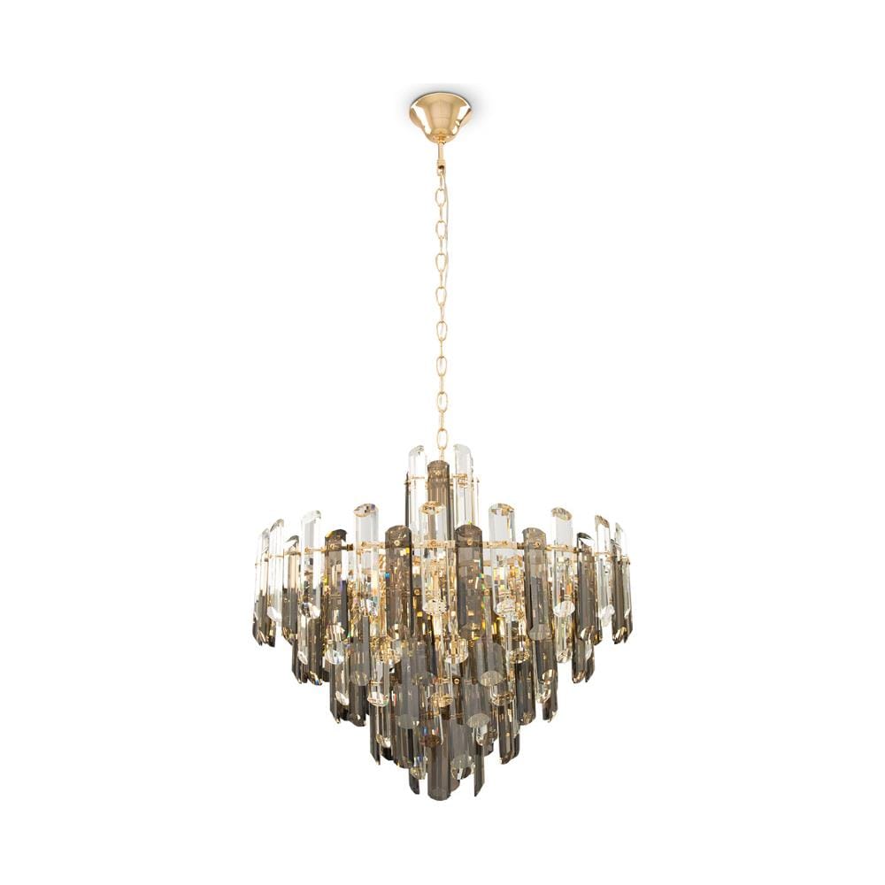 Lampadario Contemporaneo Flare Metallo Oro 8 Luci Diffusori Vetro - Foto 1
