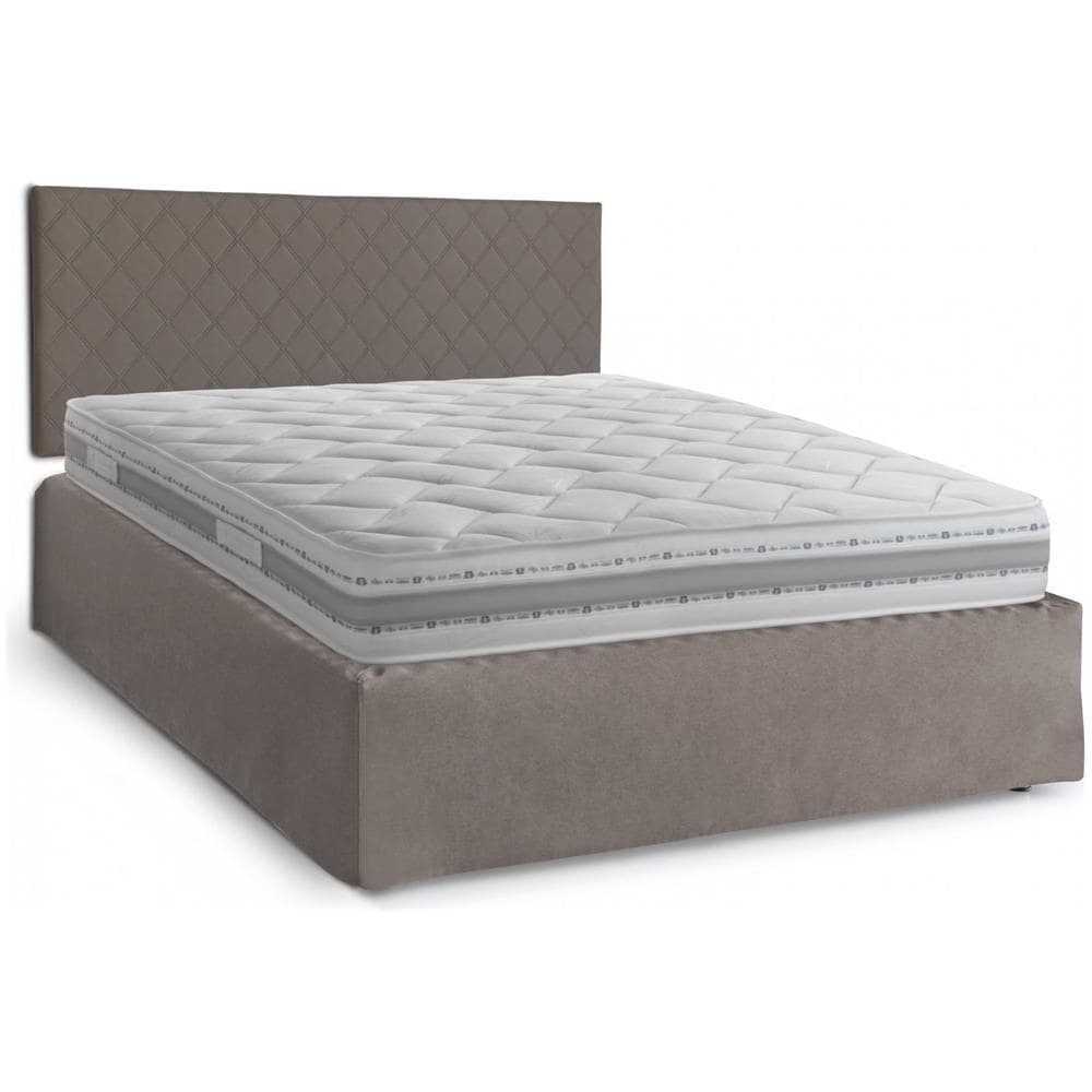 Letto Matrimoniale Cleneide, Set Testata In Ecopelle Con Rete Ortopedica E Mantovana, 100% Made In Italy, Con Materasso Incluso, Cm 160x190, Tortora - Foto 2