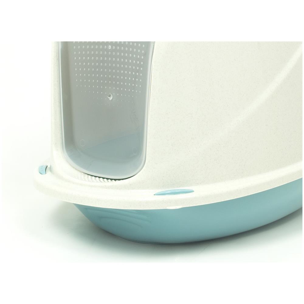 Lettiera Toilette Per Gatti Con Coperchio E Sportello 45x36x32,5cm Mod 700098 Azzurro - Foto 2