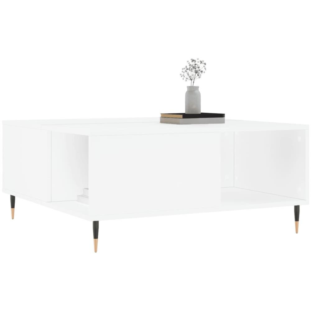 Tavolino Da Salotto Bianco 80x80x36,5 Cm In Legno Multistrato - Foto 3