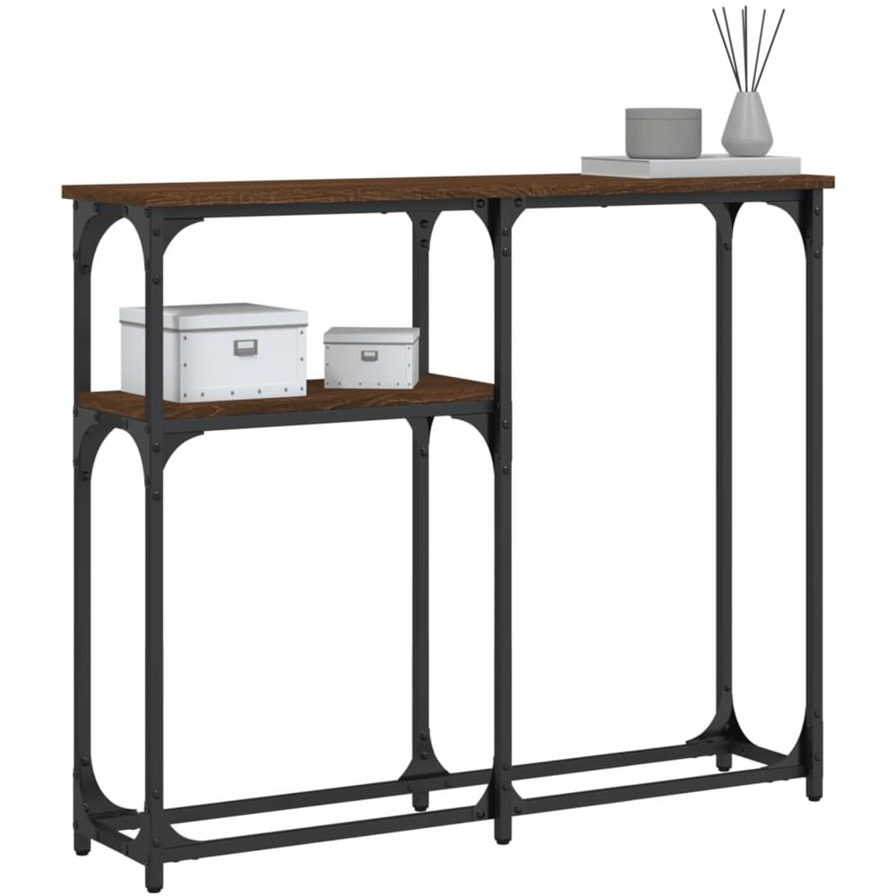 Tavolo Consolle Rovere Marrone 90x22,5x75 Cm Legno Multistrato - Foto 3