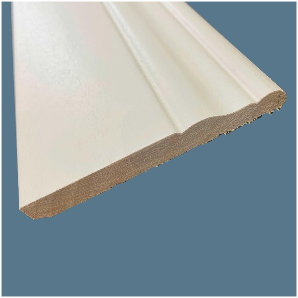 Barra Da 2 Metri Lineari Di Battiscopa Ducale 100x13 Per Boiserie In Legno Massiccio Di Ayous Laccato Bianco - Foto 1