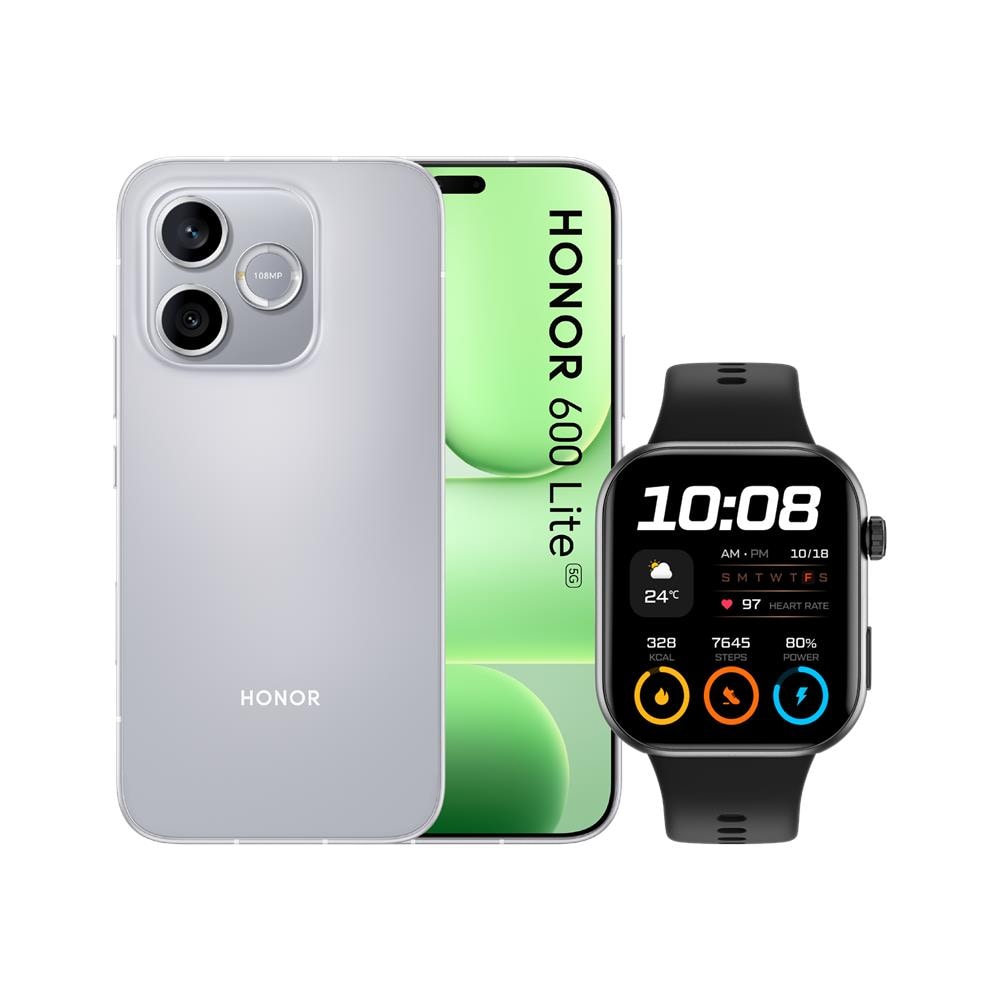 600 Lite 5G 256GB 8GB Ram Display 6.6" Amoled 120Hz Main Camera 108+5MP Selfie 16MP Dual nanoSim (eSim) MagicOS 10 Dimensity 7100 Elite 6250mAh Velvet Grey + SmartWatch 2i Black (Kit) - Foto 1