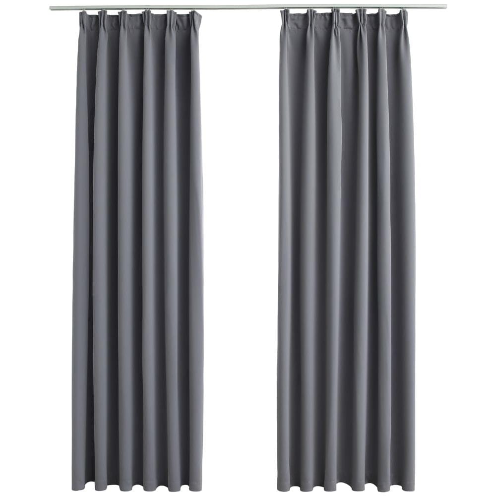 Tende Oscuranti Con Ganci 2 Pz Grigie 140x225 Cm - Foto 2