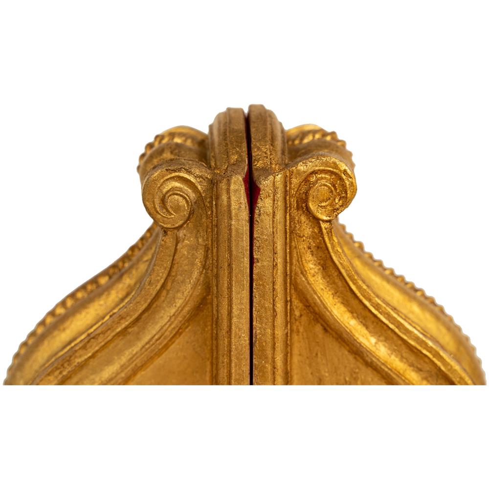 Coppia Fermalibri In Legno Finitura Foglia Oro Anticato Made In Italy - Foto 2
