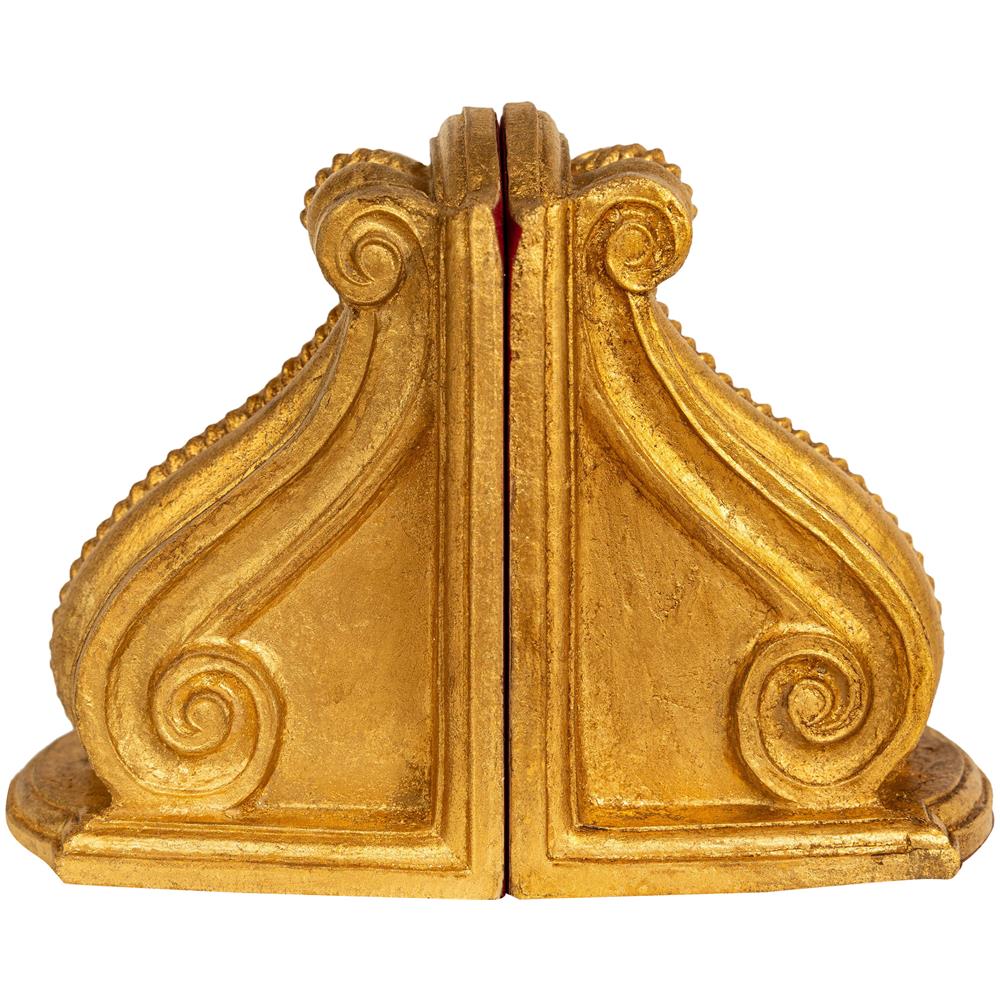 Coppia Fermalibri In Legno Finitura Foglia Oro Anticato Made In Italy - Foto 3