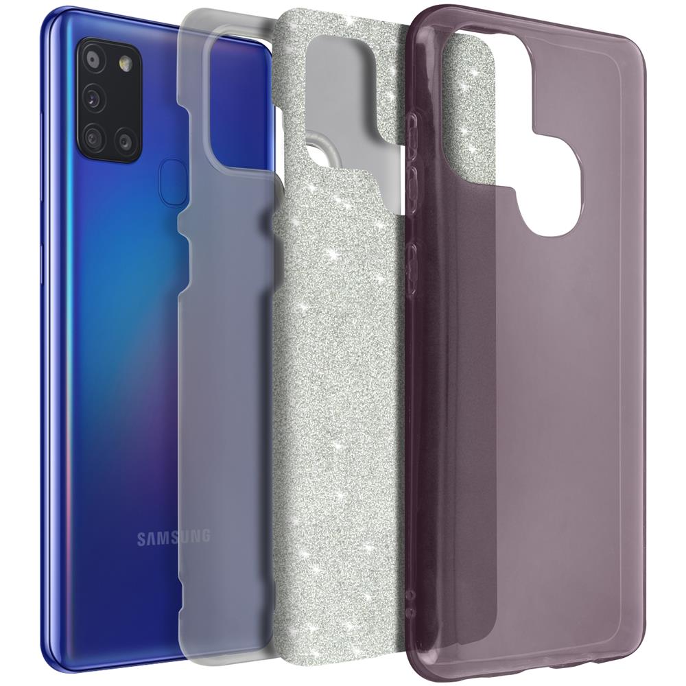 Cover Samsung Galaxy A21s Semi-rigida Con Paillette Amovibili Rosa - Foto 1