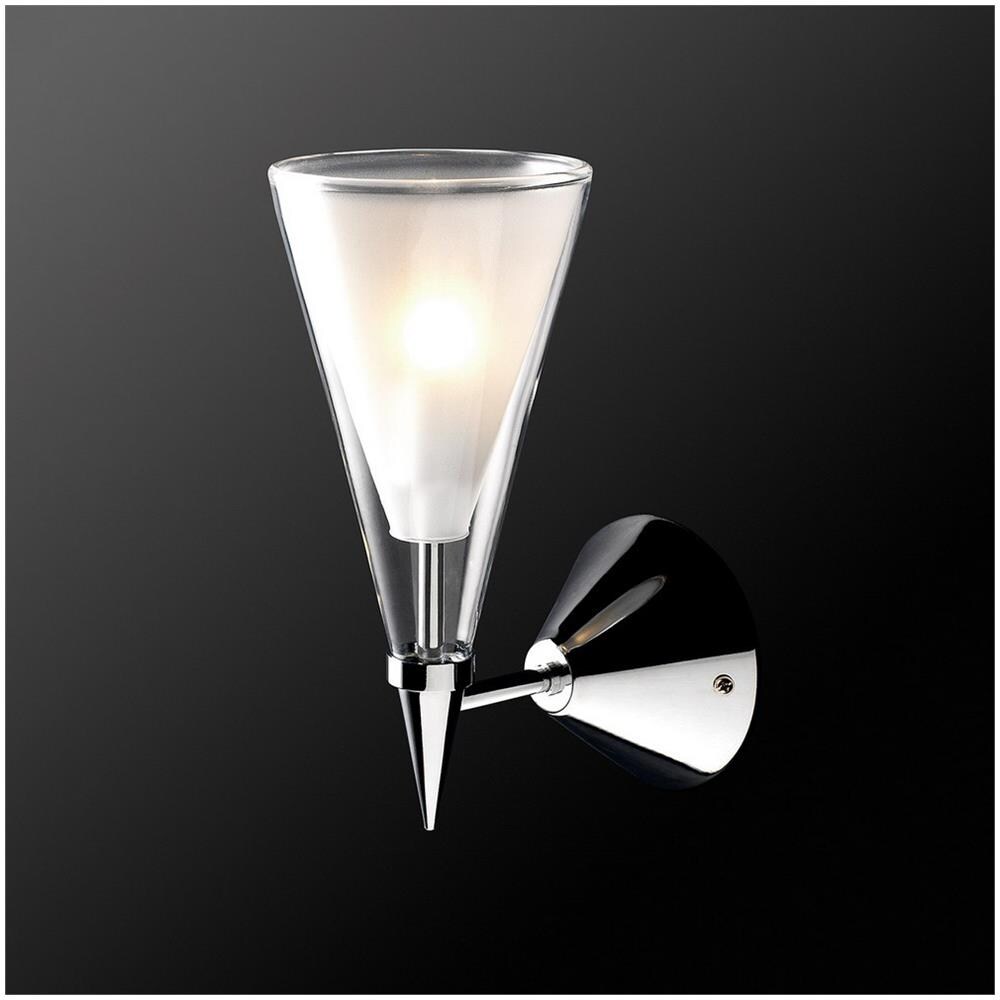 Applique Moderna Cromata 1 Luce Con Paralume Bianco E Trasparente, G9 - Foto 1