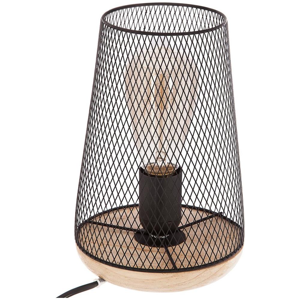 Lampada In Metallo E Legno - H. 23 Cm - Nera - Foto 2