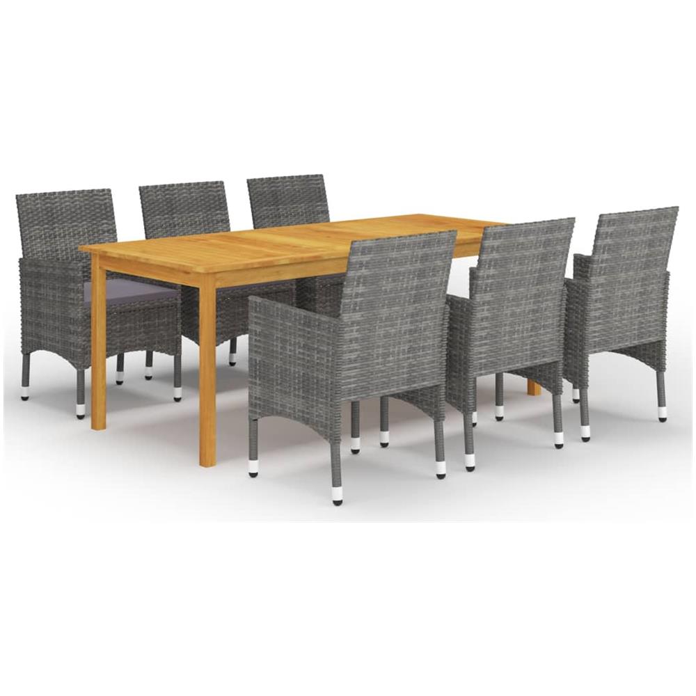 Set Mobili Da Pranzo Per Giardino 7 Pz Grigio - Foto 1