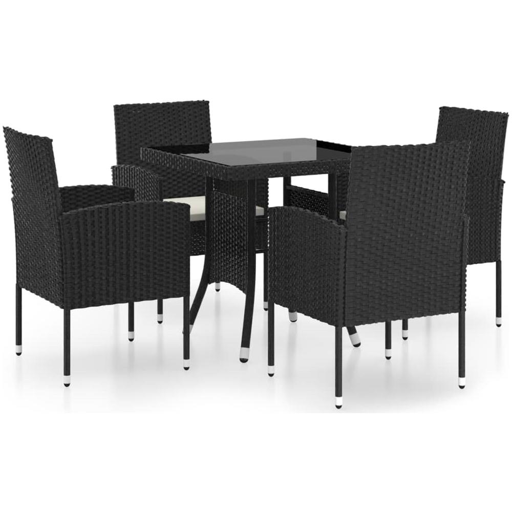Set Mobili da Pranzo per Giardino 5 pz in Polyrattan Nero - Foto 1