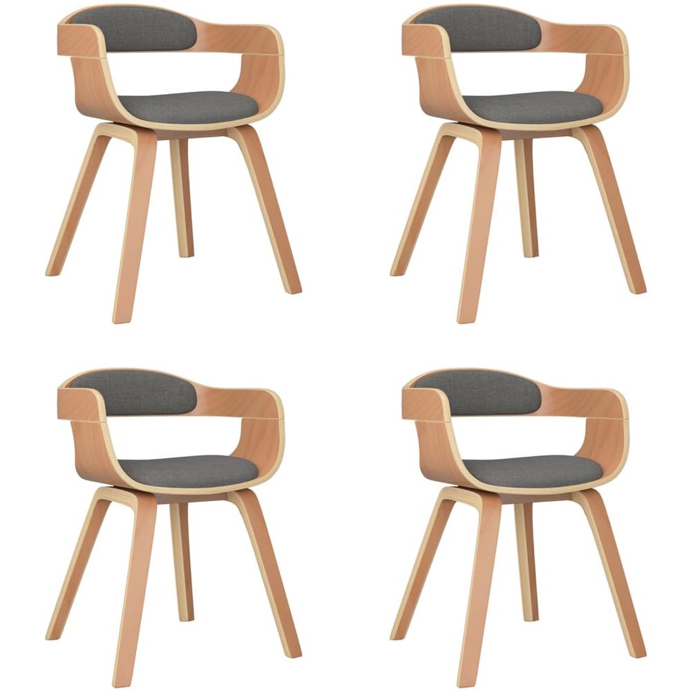Sedie da Pranzo 4 pz Tortora Legno Curvato e Tessuto - Foto 1