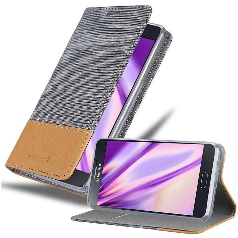 Custodia Compatibile Con Samsung Galaxy A8 2015 In Grigio Chiaro Marrone - Coperchio Protettiva Con Chiusura Magnetica, Funzione Stand E Tasca Per Le Carte - Foto 1