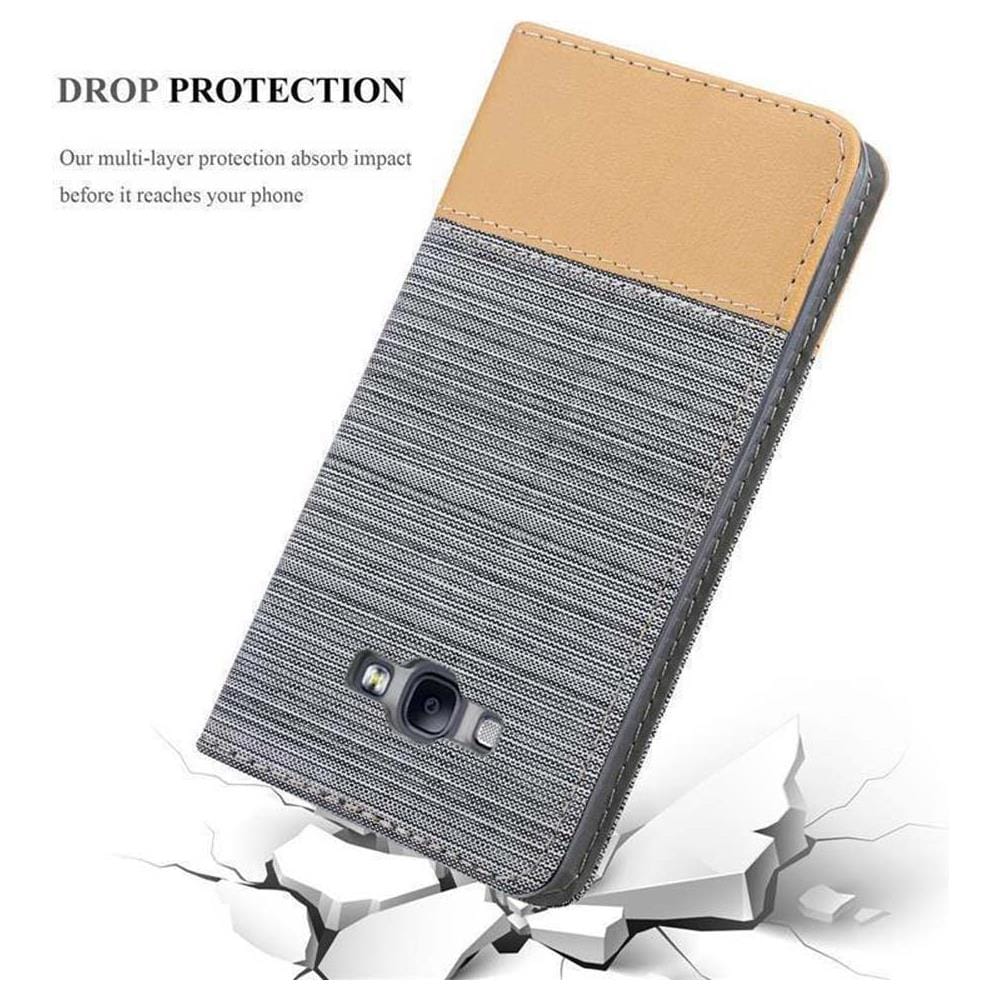 Custodia Compatibile Con Samsung Galaxy A8 2015 In Grigio Chiaro Marrone - Coperchio Protettiva Con Chiusura Magnetica, Funzione Stand E Tasca Per Le Carte - Foto 8