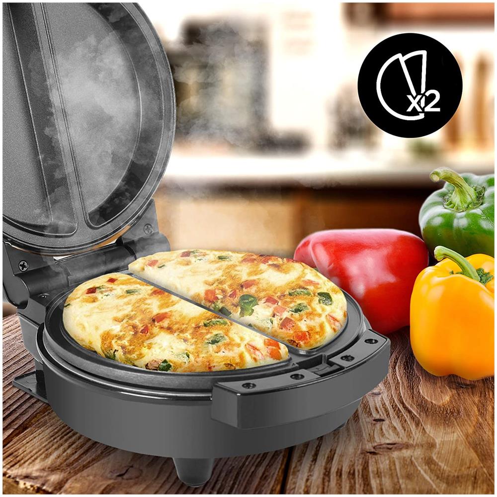 OM60 Piastra Elettrica per Omlette con 2 Pozzetti Potenza 600 W Colore Nero - Foto 2