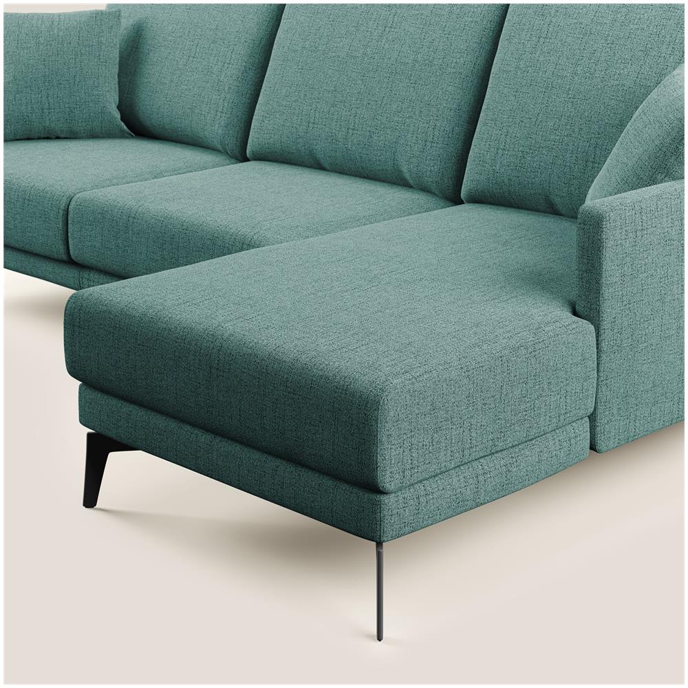 Saturno Divano Angolare Moderno In Tessuto Morbido Impermeabile T03 Verde-acqua 223 Cm Destro - Foto 6