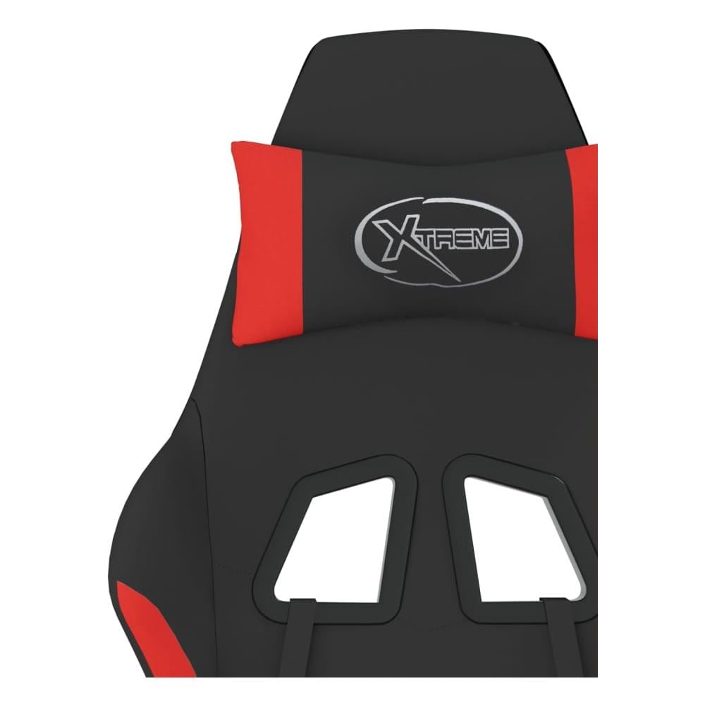 Sedia da Gaming Massaggio e Poggiapiedi Tessuto Nero e Rosso - Foto 2