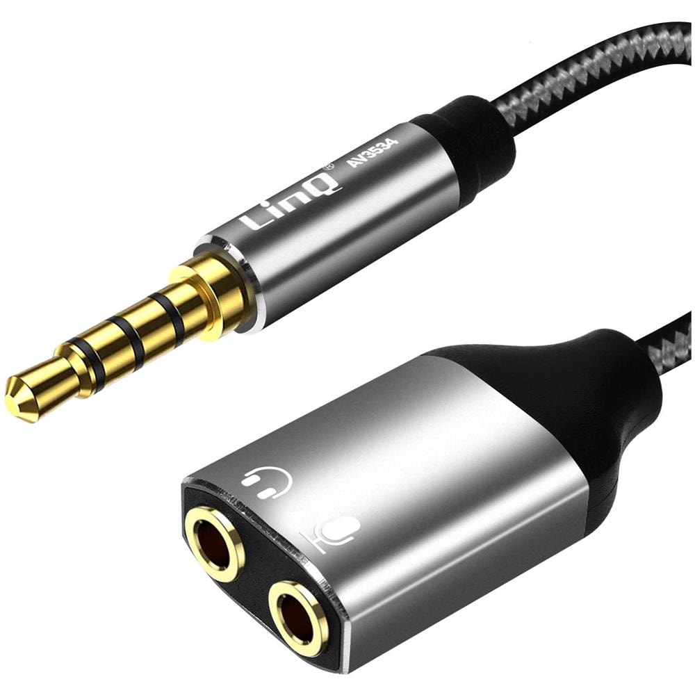 Adattatore Audio Jack 3,5 Mm A 2 Jack 3,5 Mm Femmina Linq Per Cuffie E Microfono - Foto 1