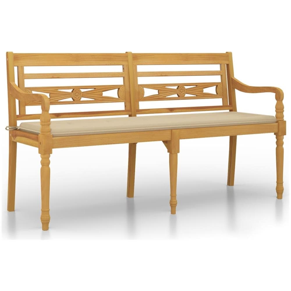 Panchina Batavia Con Cuscino Beige 150 Cm Legno Massello Teak - Foto 2