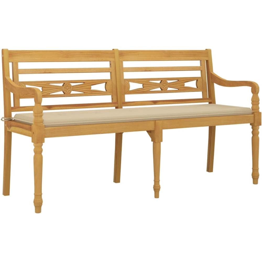 Panchina Batavia Con Cuscino Beige 150 Cm Legno Massello Teak - Foto 3